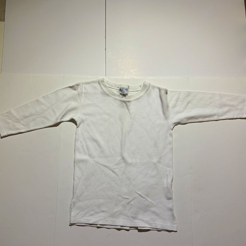 R.T.W Men's Thermal Waffle Knit Cotton Crew Neck 3/4 Sleeve T-Shirt White S